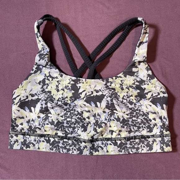 lululemon athletica Other - Lululemon Energy Bra Crosscourt Petal Black Clarity Yellow/Black - Size 4
